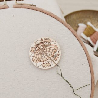 Wood Moth Needle Minder, Nature Themed Sewer's Gift
